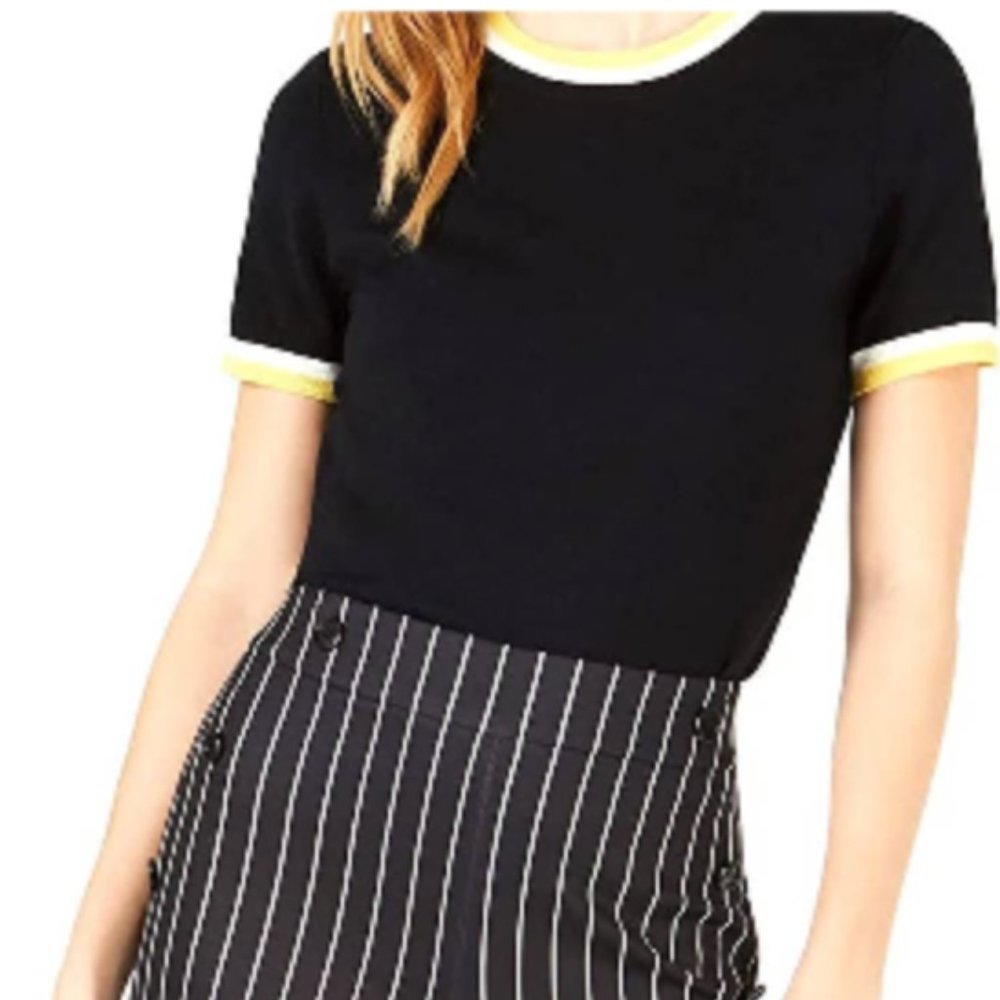 Maison Jules | Ringer-Stripe Sweater | Deep Black Medium
